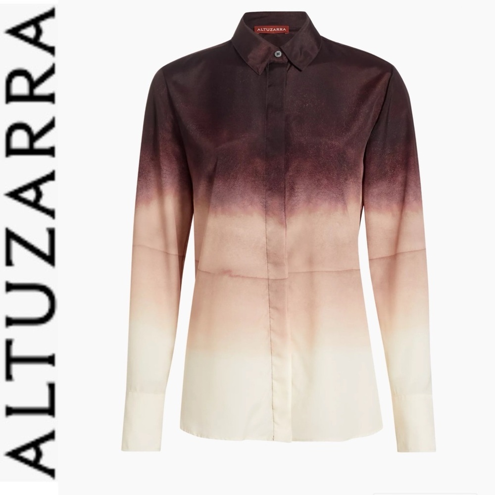 NWT Altuzarra Chika Gradient Silk Blouse in Ivory Colorscape IT 36 runs big